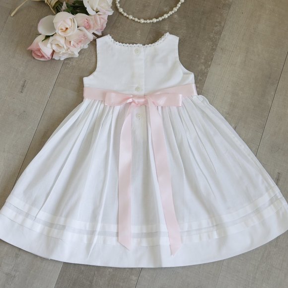 Strasburg NEW White 100% Cotton Slip Dress 18 Month Spring Summer Portrait NWOT - Picture 4 of 5